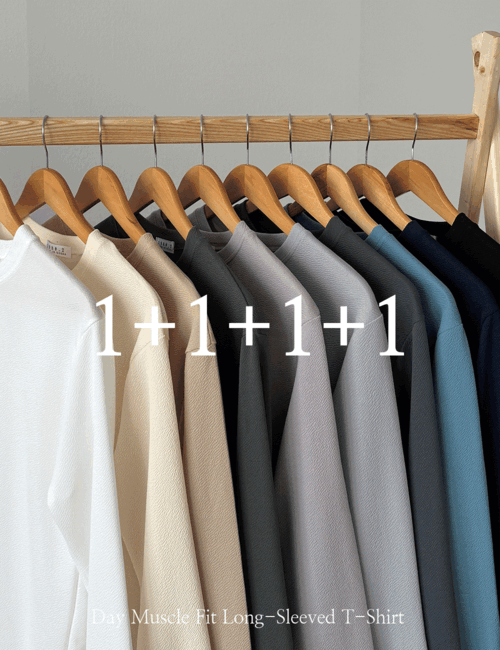 [1+3] 데이 머슬핏 긴팔 티셔츠 (10color)